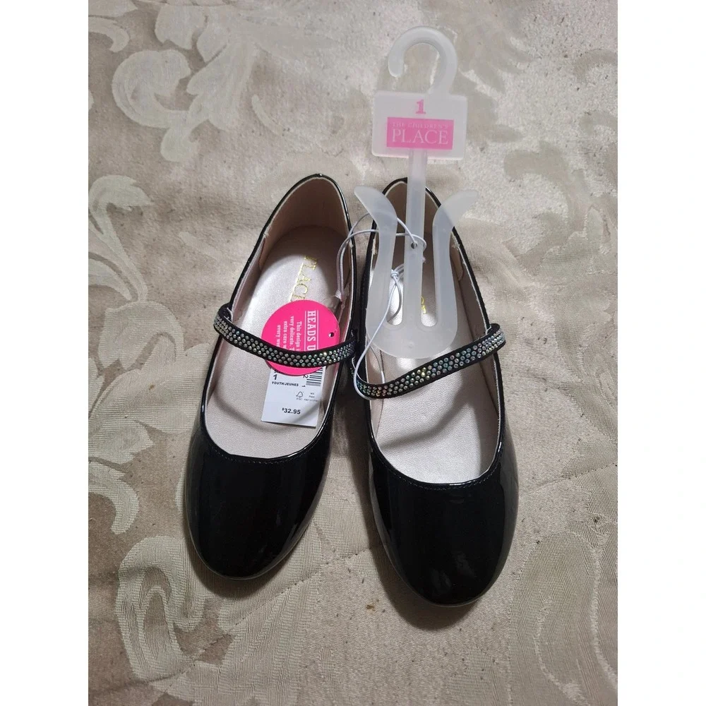 Children's Place Girls Size 1 Mary Jane Dress Shoe with Sparkle Strap